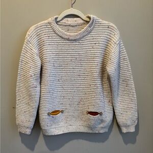 Adorable hand knit sweater with owl patches on elbows new!